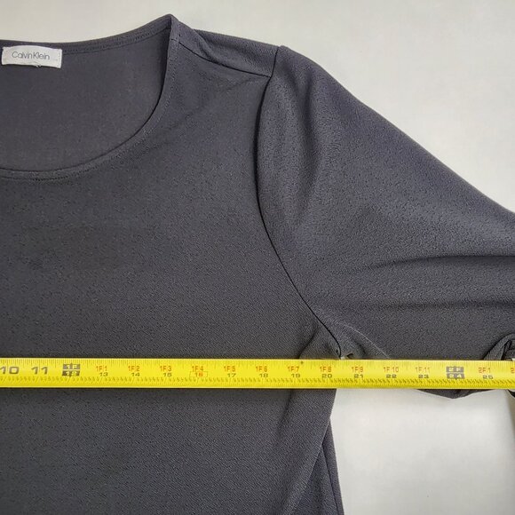 Calvin Klein Womens L Large Flare with Piping Pullover Blouse Black with stripes - Picture 9 of 12